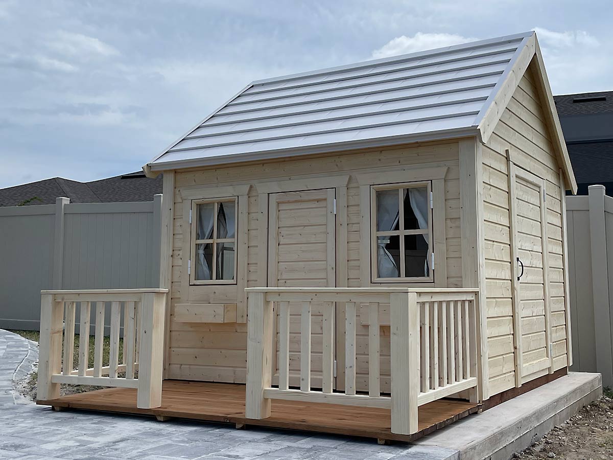 Natural Wonder 8x8 Unfinished Wooden Kids Playhouse with Loft (view 2)