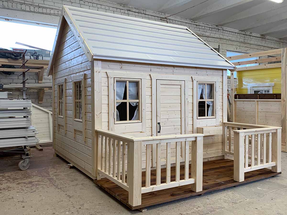 Natural Wonder 8x8 Unfinished Wooden Kids Playhouse with Loft (view 3)