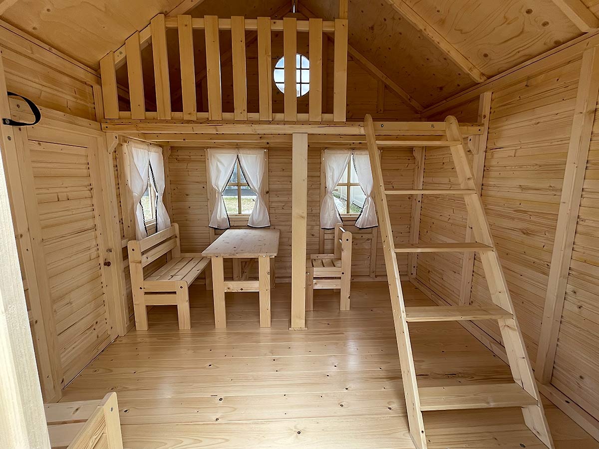 Natural Wonder 8x8 Unfinished Wooden Kids Playhouse with Loft (view 4)