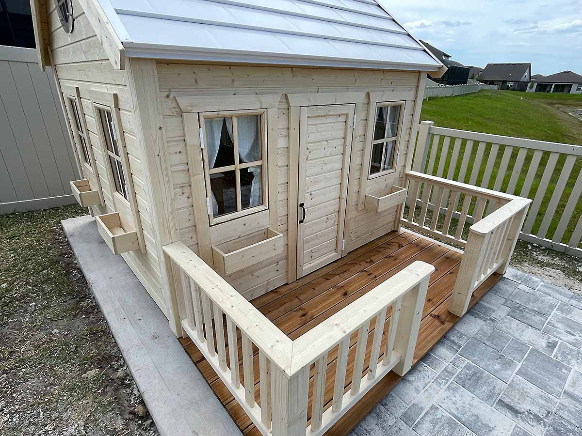 Natural Wonder 8x8 Unfinished Wooden Kids Playhouse with Loft (view 5)