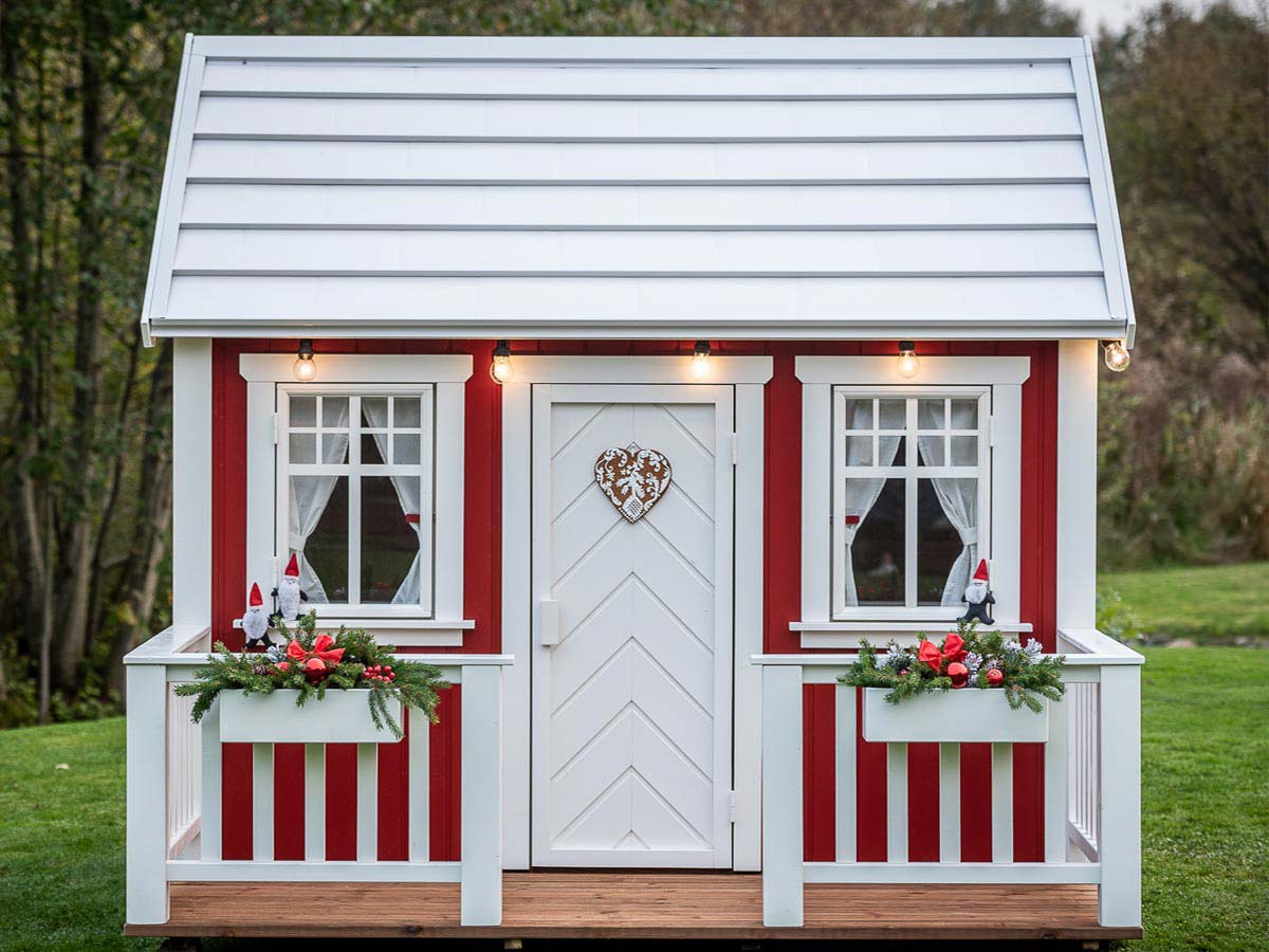 Nordic Nario 6x8 Red Wooden Kids Playhouse with Loft (view 2)