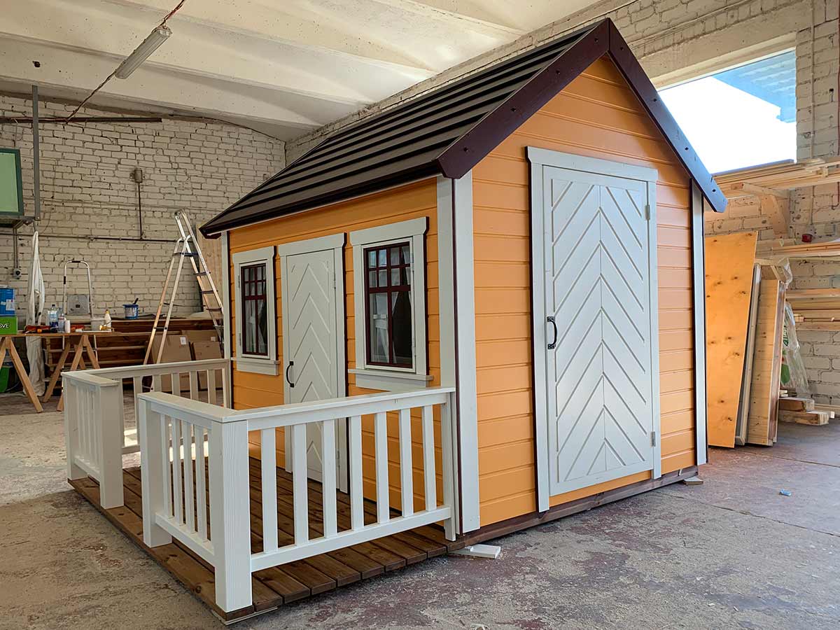 Papaya 6x8 Orange Wooden Kids Playhouse with Loft (view 2)