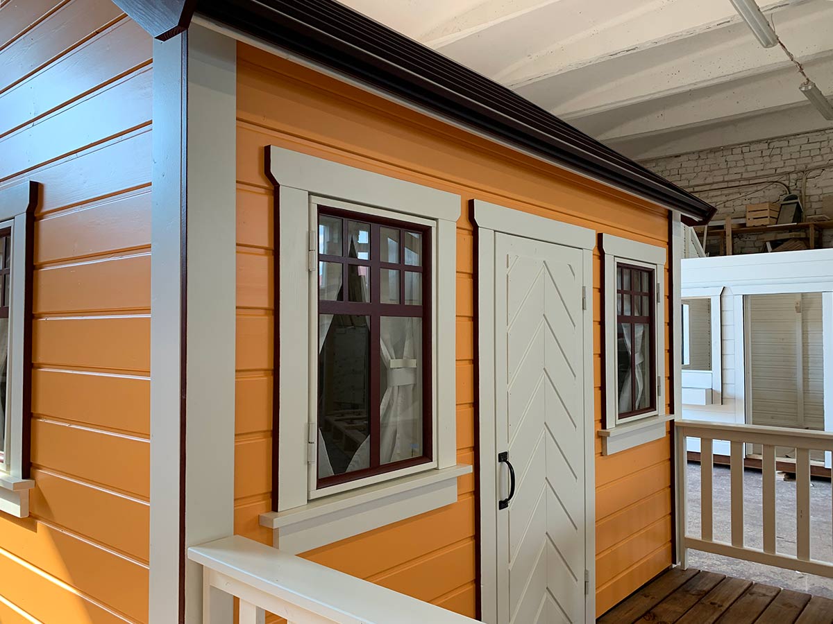 Papaya 6x8 Orange Wooden Kids Playhouse with Loft (view 4)