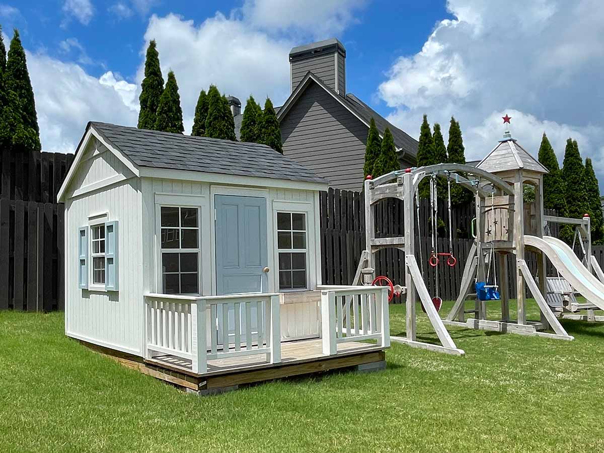 Peachtree 8x8 Wooden Playhouse with Tall Door and Screened Windows (view 3)