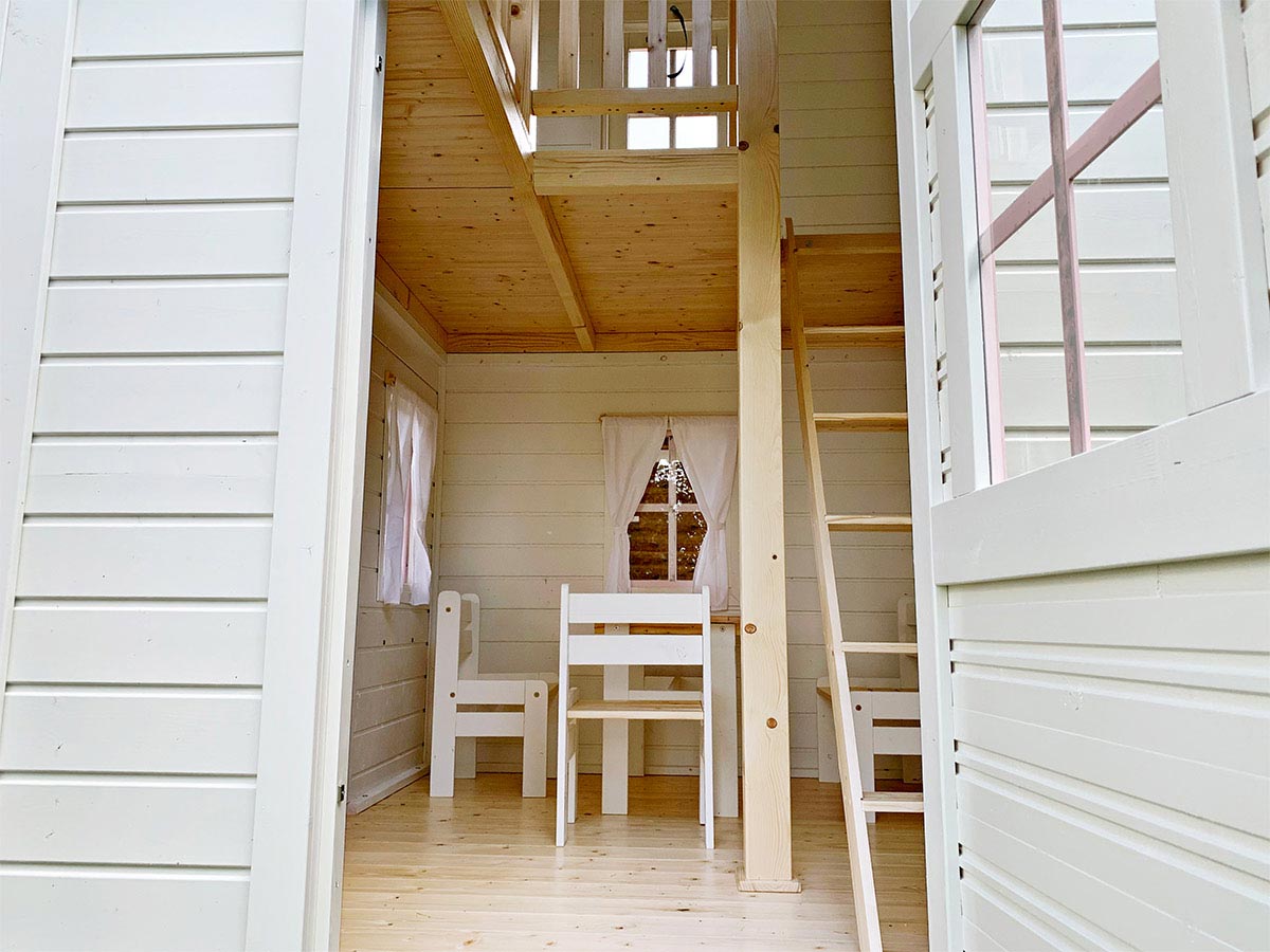 Princess 6x8 Two Story Wooden Kids Playhouse with Balcony, Slide and Swings (view 6)