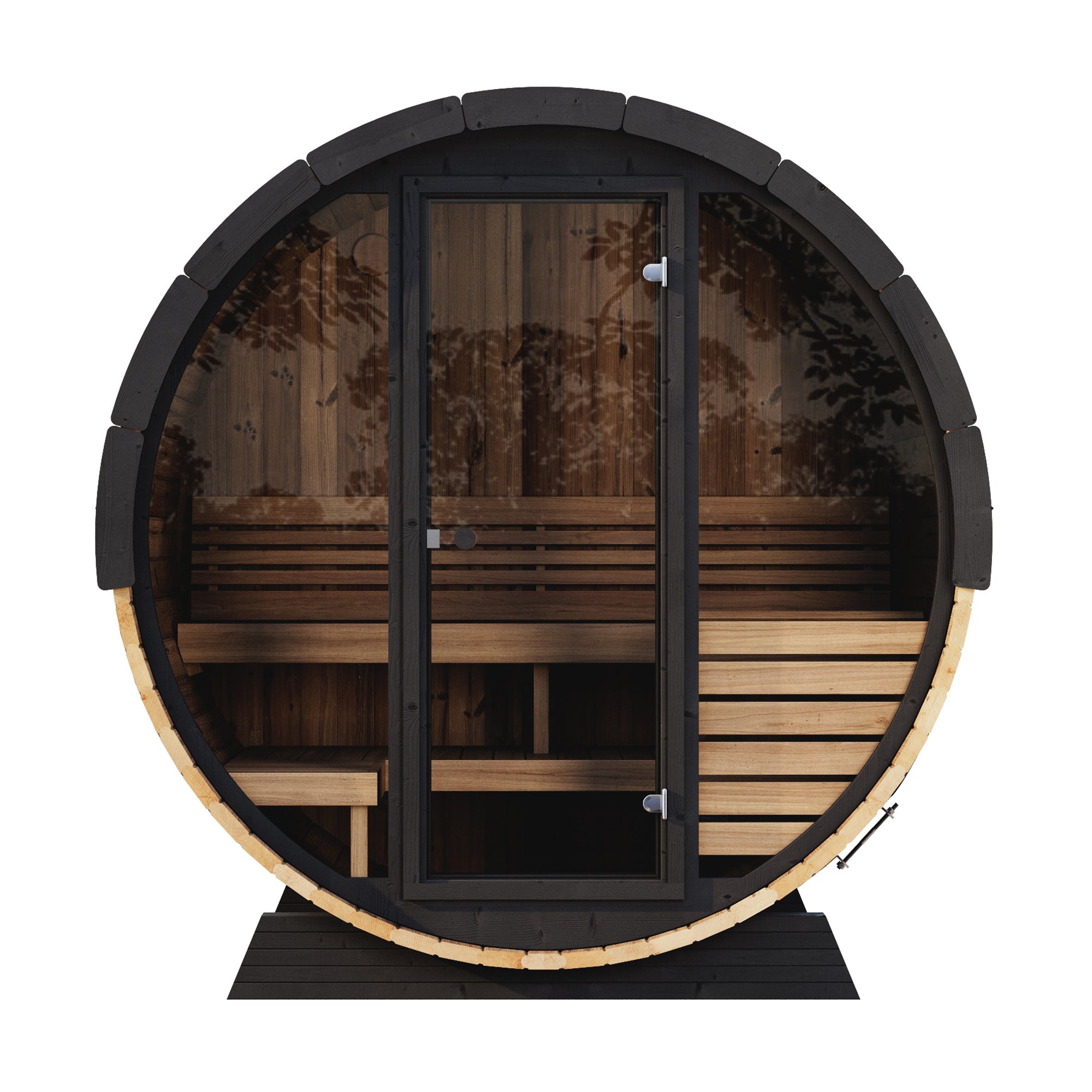 Saunalife EE6G 4-Person ERGO-Series Barrel Sauna | Glass Front (view 2)