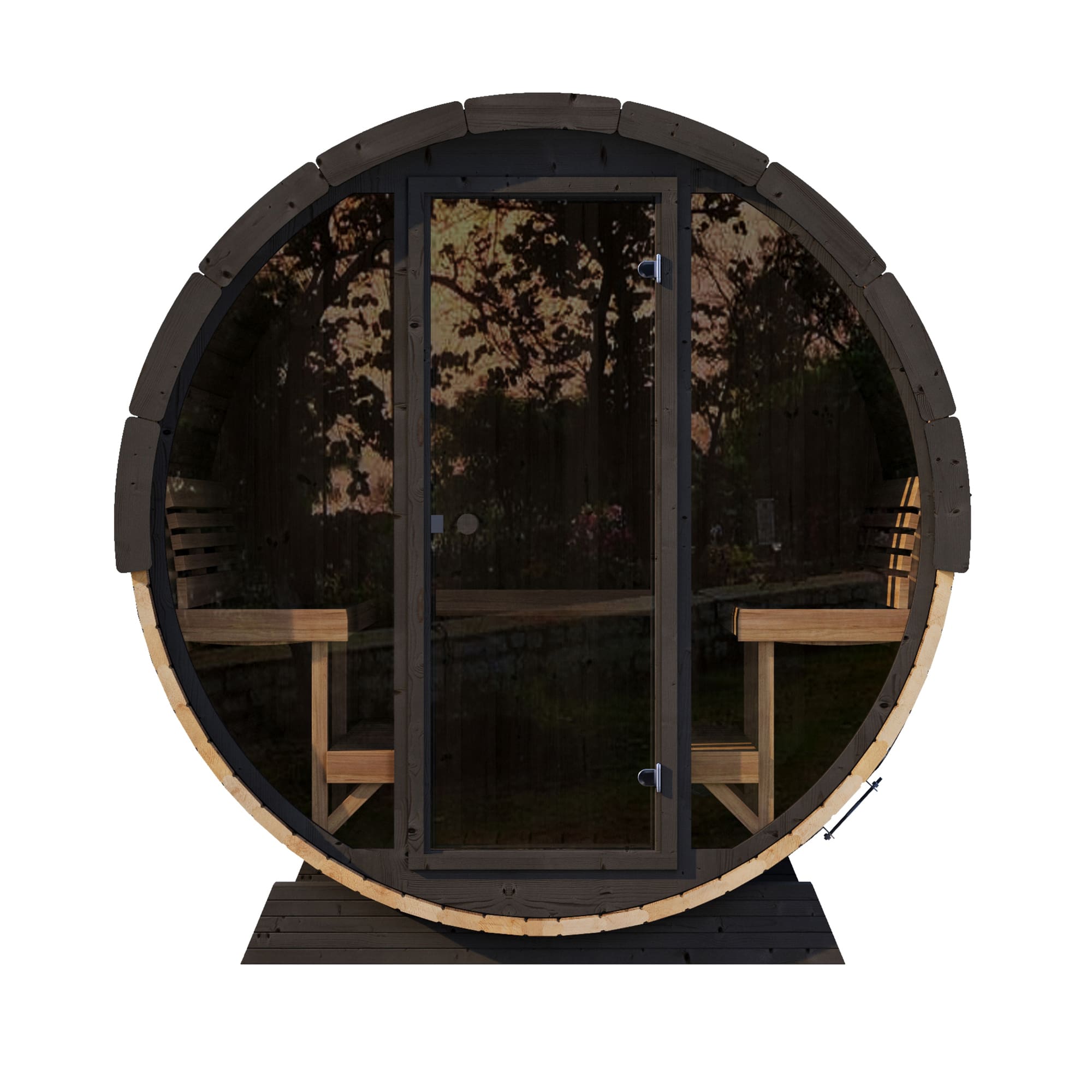 Saunalife EE8G 6-Person ERGO-Series Barrel Sauna | Glass Front (view 2)