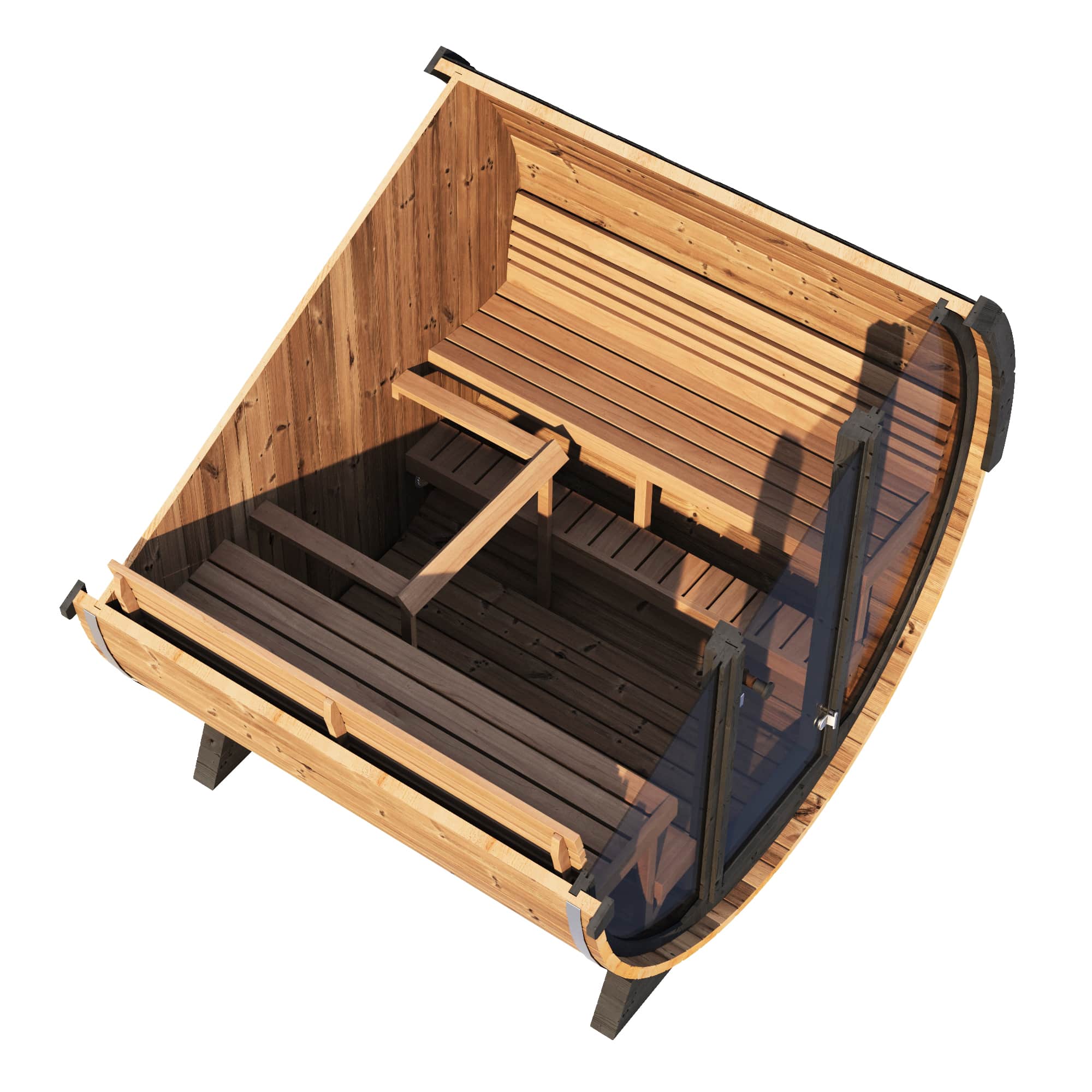 Saunalife EE8G 6-Person ERGO-Series Barrel Sauna | Glass Front (view 3)