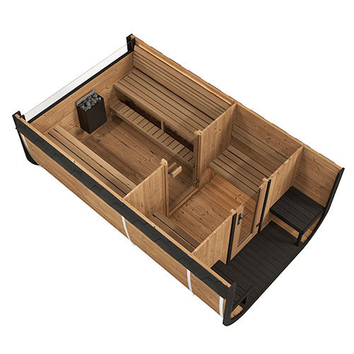 SaunaLife Model CL12GCP Outdoor Cube Sauna | Up to 8 People with Dressing Room (view 3)