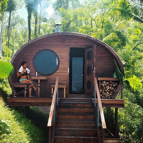 SaunaLife Model G11 Outdoor Garden Sauna | 8-Person with Changing Room
