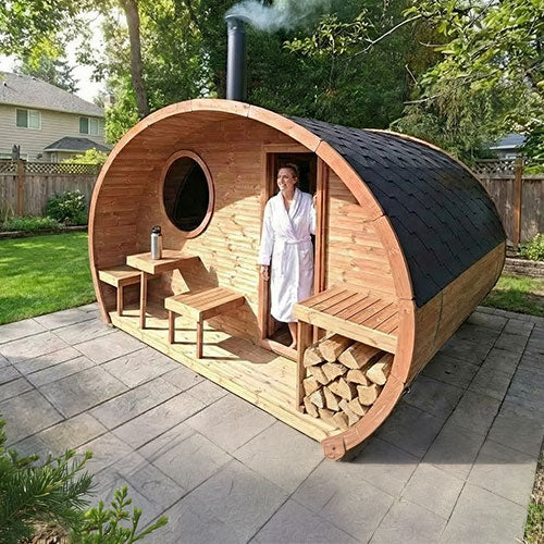 SaunaLife Model G11 Outdoor Garden Sauna | 8-Person with Changing Room (view 2)