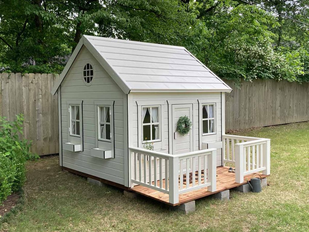 Snowy Owl 8x8 White Wooden Kids Playhouse with Loft