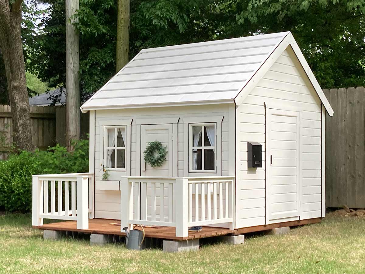Snowy Owl 8x8 White Wooden Kids Playhouse with Loft (view 2)