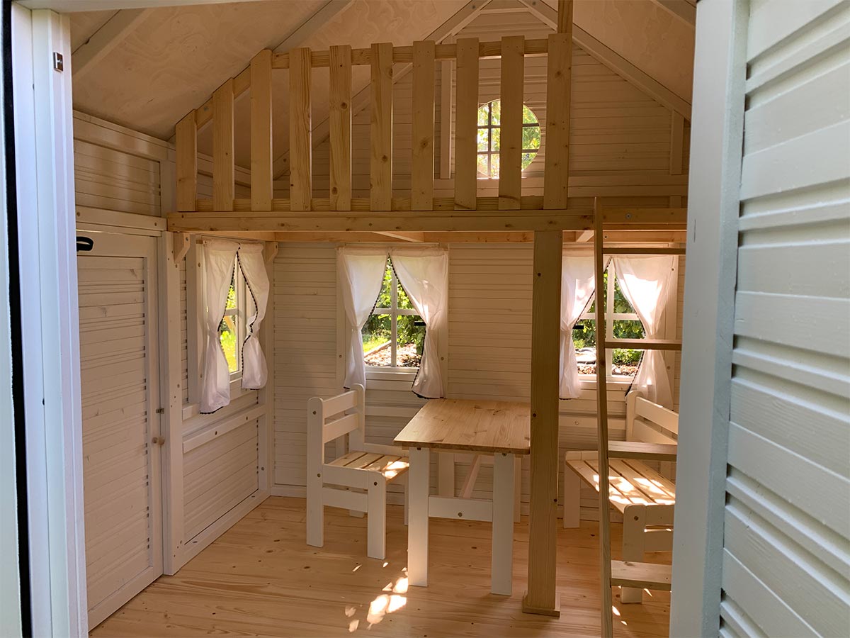Snowy Owl 8x8 White Wooden Kids Playhouse with Loft (view 4)