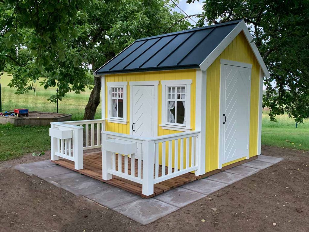 Sunshine 6x8 Yellow Wooden Kids Playhouse with Loft