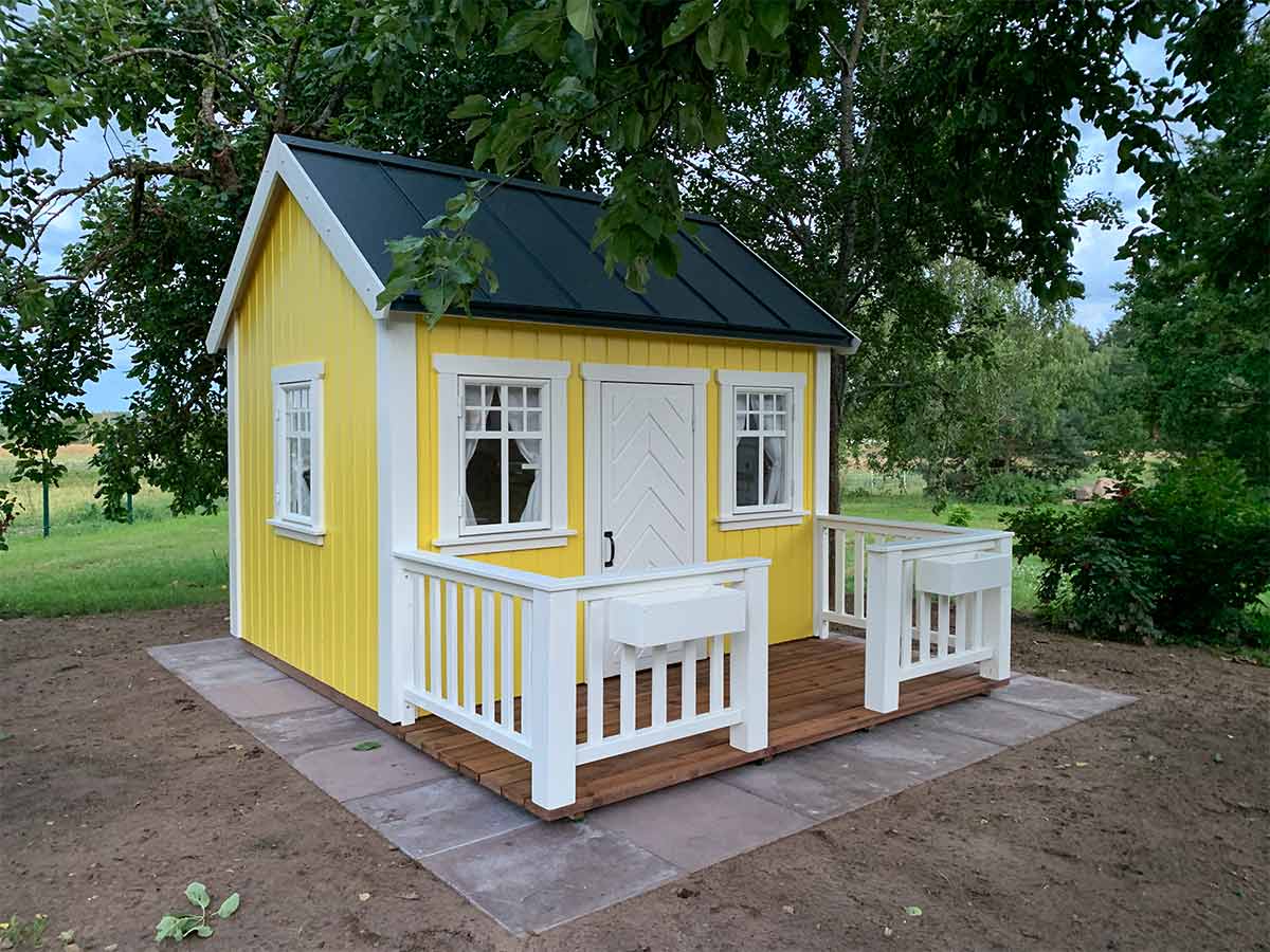 Sunshine 6x8 Yellow Wooden Kids Playhouse with Loft (view 3)