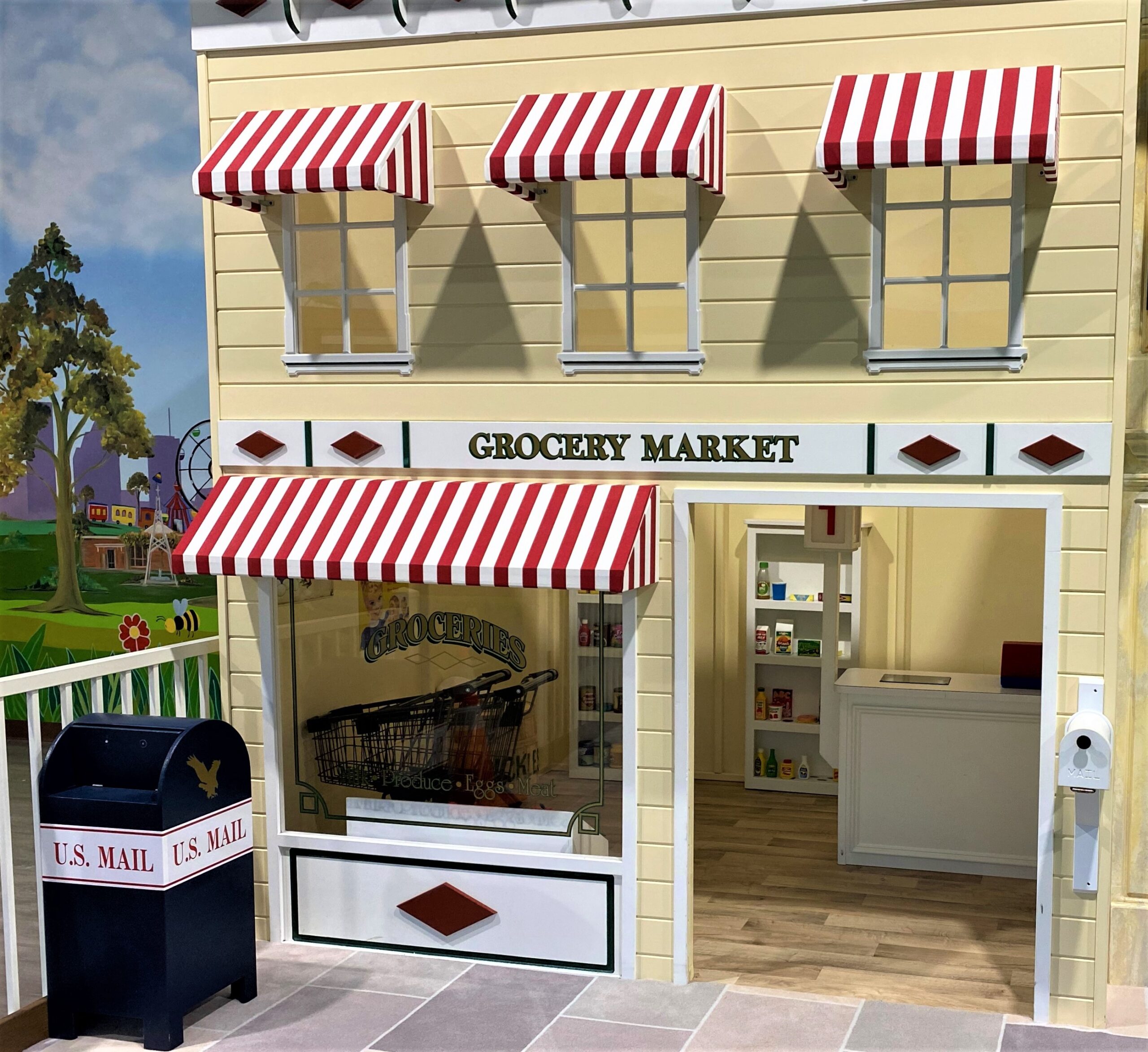 Village market style children's playhouse